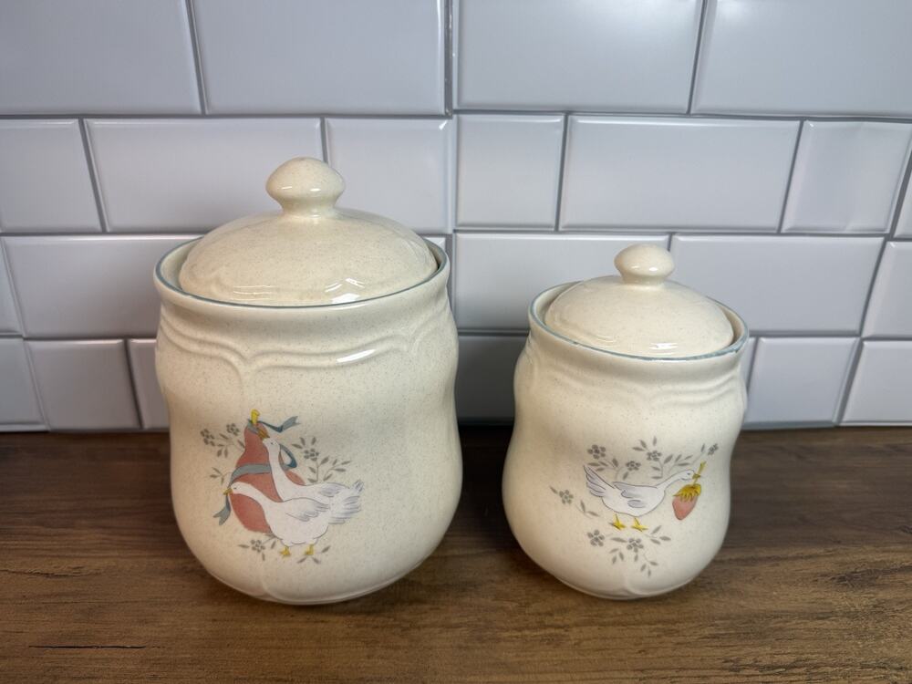 Vintage International China Marmalade Country Geese Canister Set with Lids